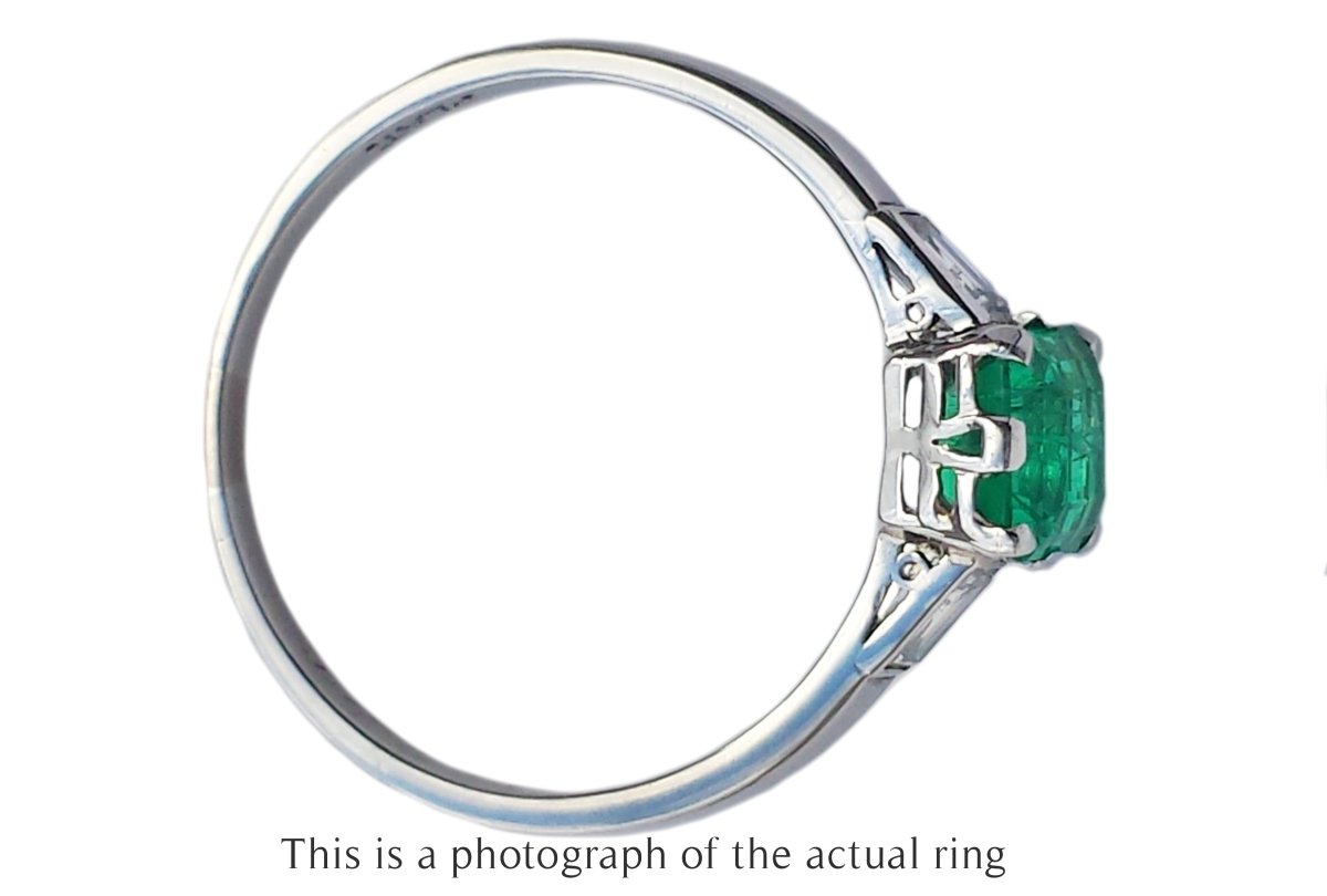 Art Deco Colombian Emerald & Diamond Engagement Ring - Bloomsbury Manor Ltd