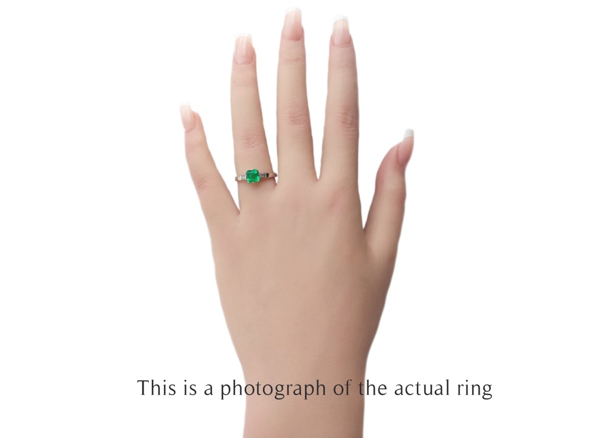 Art Deco Colombian Emerald & Diamond Engagement Ring - Bloomsbury Manor Ltd
