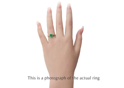 Art Deco Colombian Emerald & Diamond Engagement Ring - Bloomsbury Manor Ltd