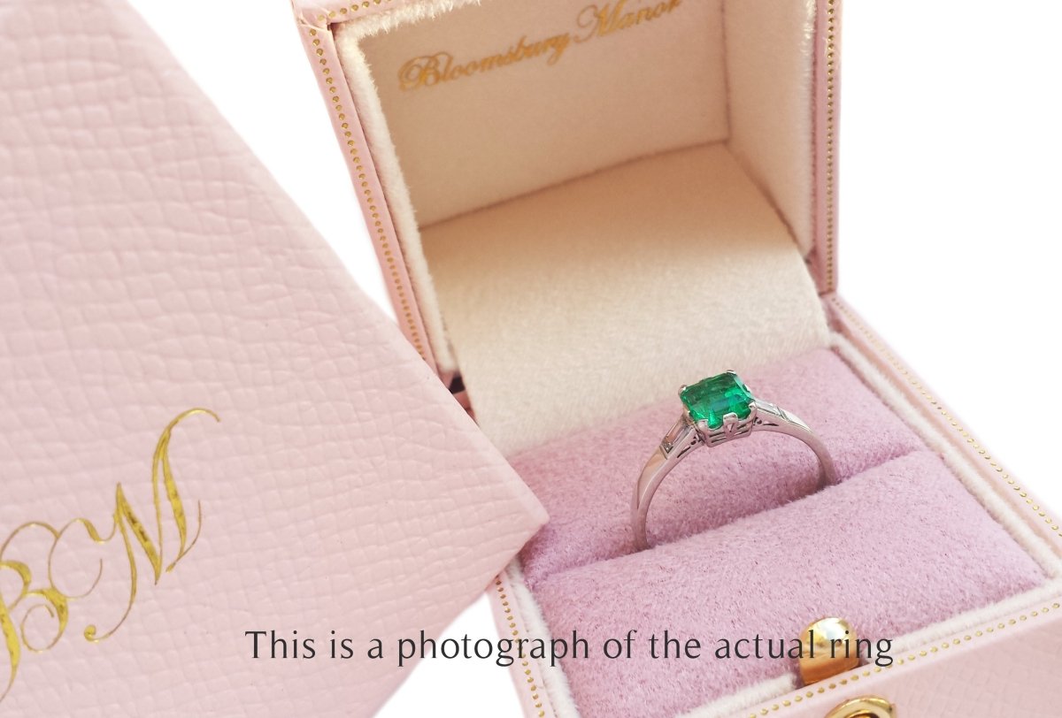 Art Deco Colombian Emerald & Diamond Engagement Ring - Bloomsbury Manor Ltd