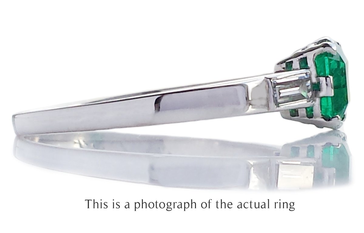 Art Deco Colombian Emerald & Diamond Engagement Ring - Bloomsbury Manor Ltd