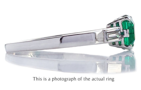 Art Deco Colombian Emerald & Diamond Engagement Ring - Bloomsbury Manor Ltd