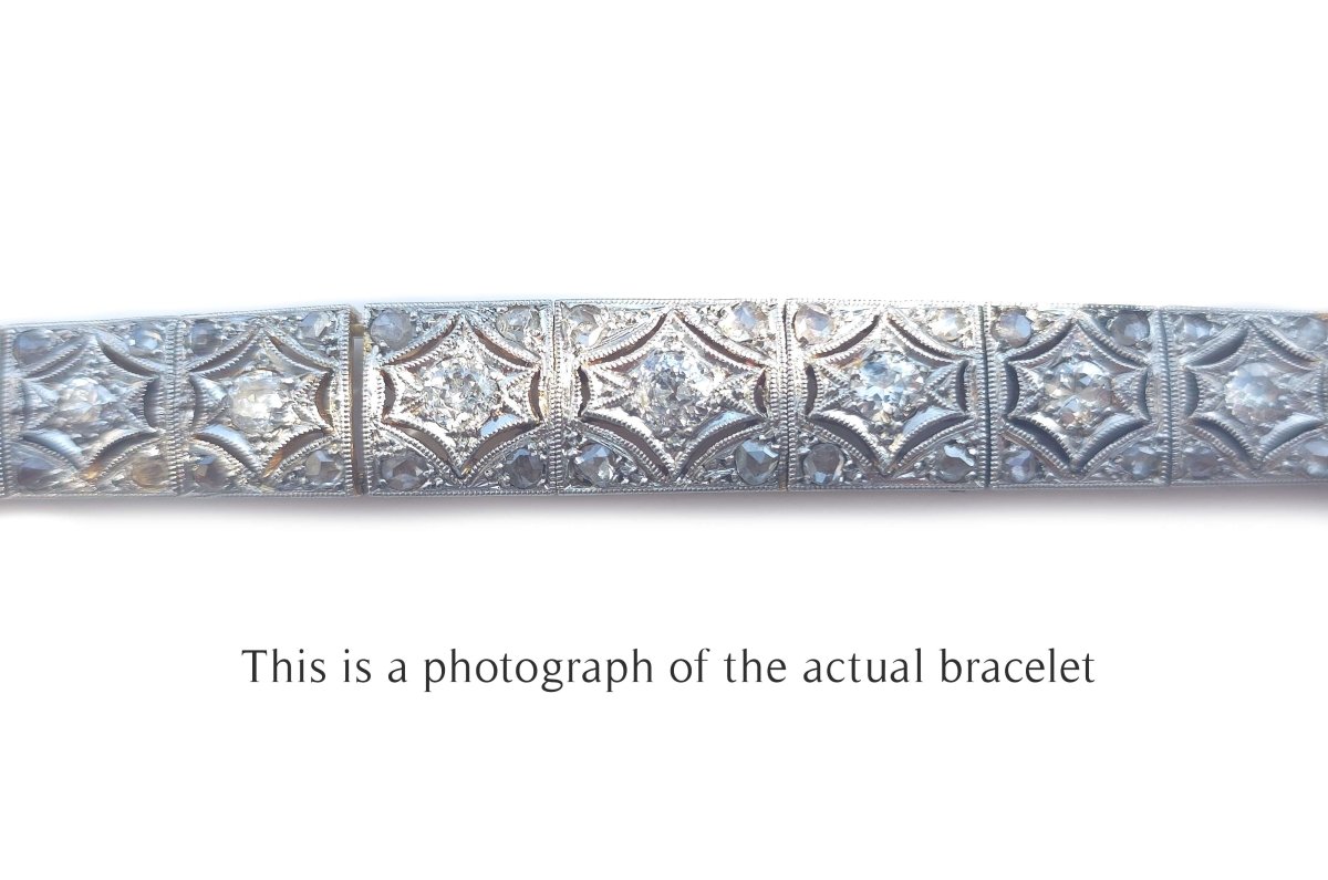 Art Deco Old Cut & Brilliant Diamond 18k Gold Platinum Bracelet - Bloomsbury Manor Ltd
