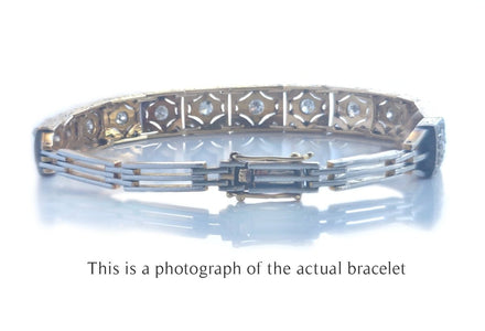 Art Deco Old Cut & Brilliant Diamond 18k Gold Platinum Bracelet - Bloomsbury Manor Ltd