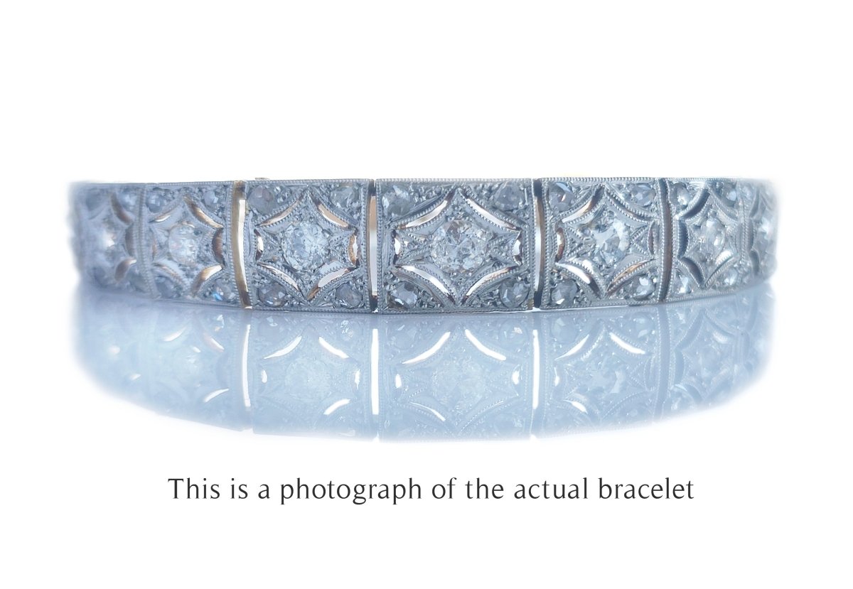 Art Deco Old Cut & Brilliant Diamond 18k Gold Platinum Bracelet - Bloomsbury Manor Ltd