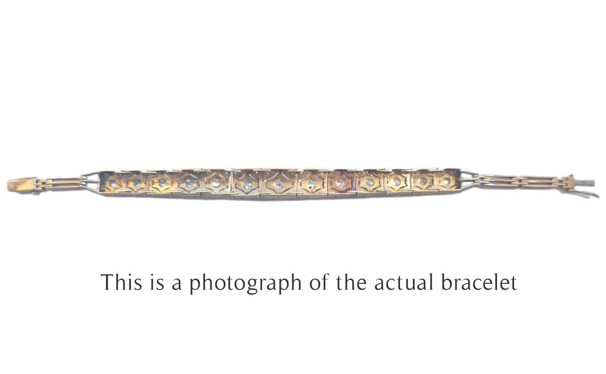 Art Deco Old Cut & Brilliant Diamond 18k Gold Platinum Bracelet - Bloomsbury Manor Ltd