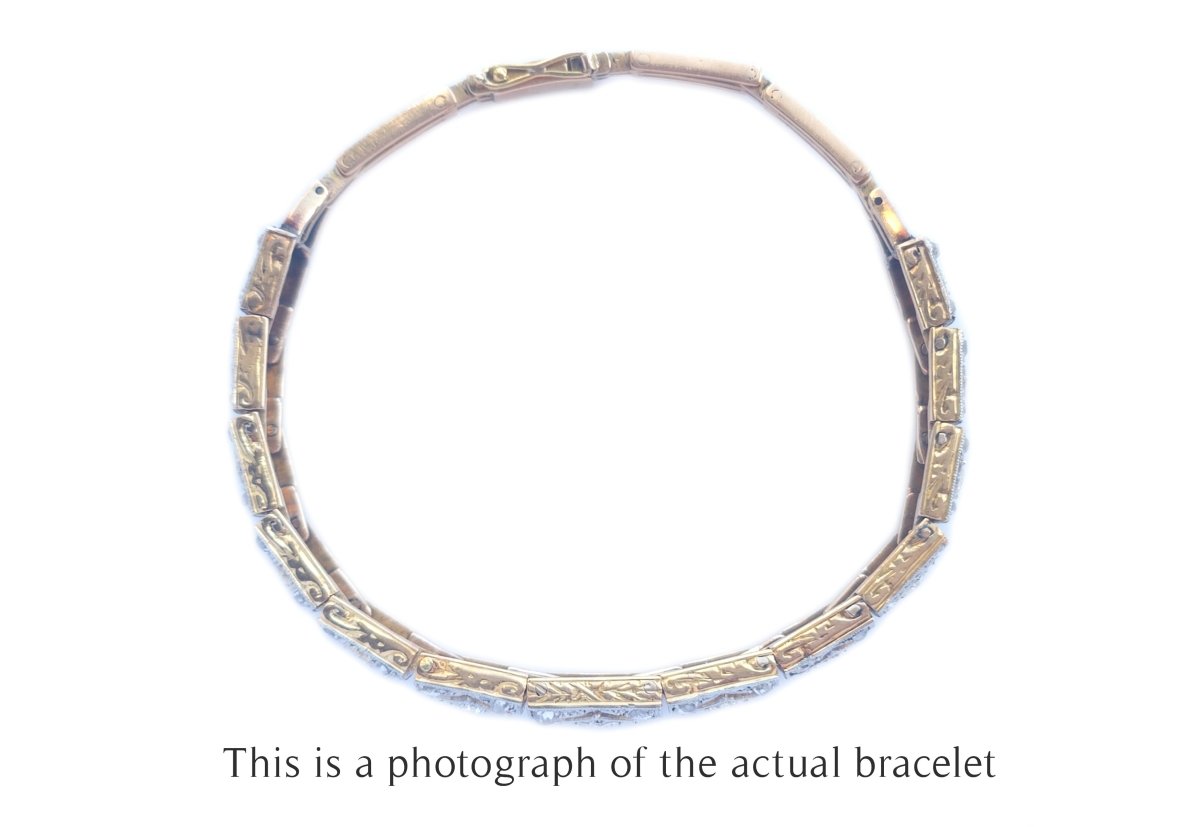 Art Deco Old Cut & Brilliant Diamond 18k Gold Platinum Bracelet - Bloomsbury Manor Ltd