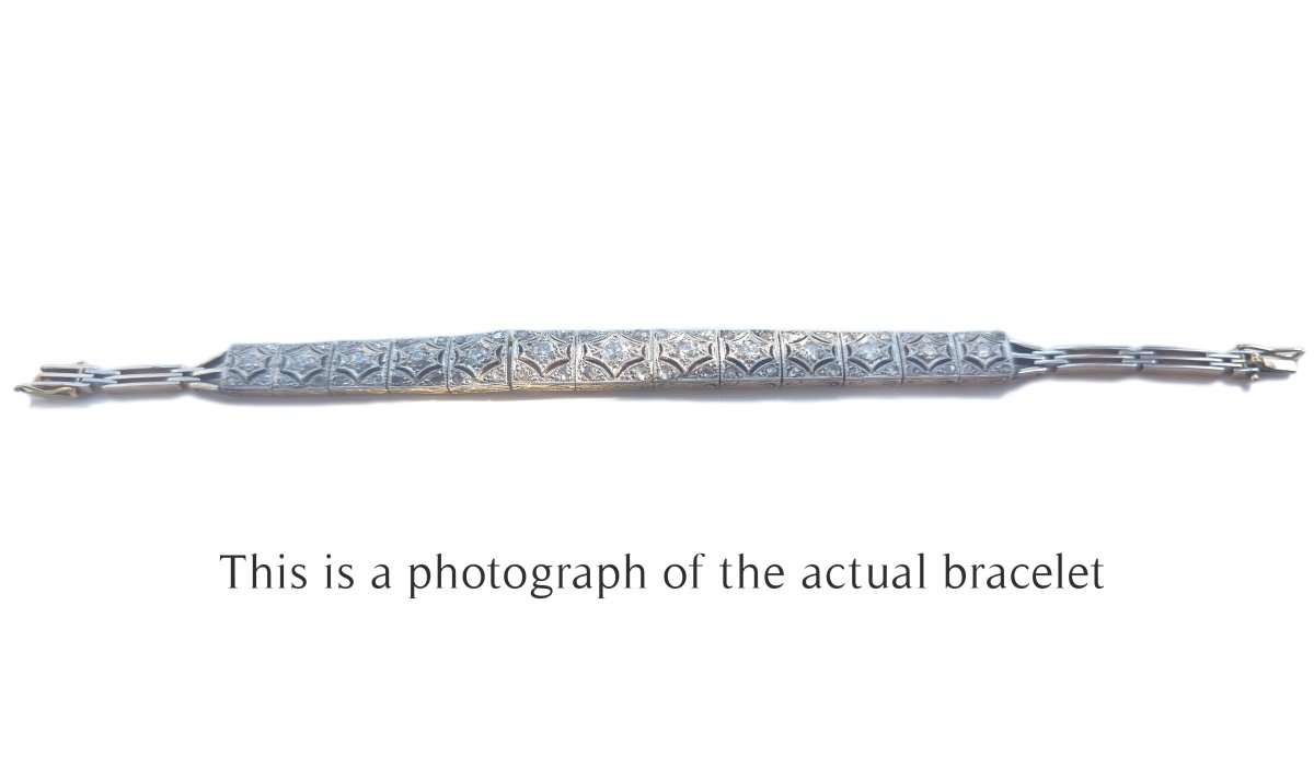 Art Deco Old Cut & Brilliant Diamond 18k Gold Platinum Bracelet - Bloomsbury Manor Ltd