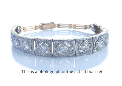 Art Deco Old Cut & Brilliant Diamond 18k Gold Platinum Bracelet - Bloomsbury Manor Ltd