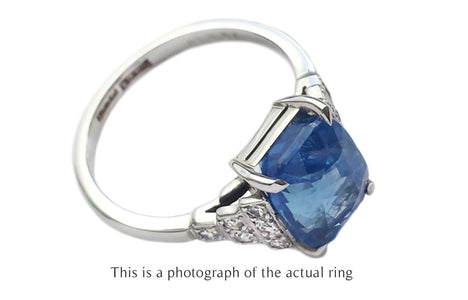 Art Deco Unheated Ceylon Sapphire Diamond Engagement Ring - Bloomsbury Manor Ltd