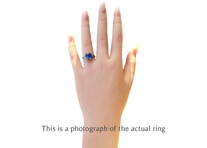 Art Deco Unheated Ceylon Sapphire Diamond Engagement Ring - Bloomsbury Manor Ltd