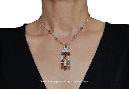 Bulgari Bvlgari Allegra Diamond & Multi - Gem Necklace in 18k White Gold - Bloomsbury Manor Ltd