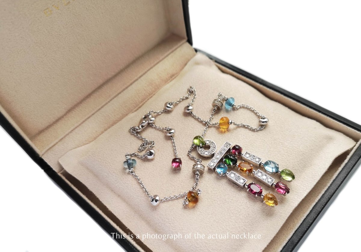 Bulgari Bvlgari Allegra Multi Gem 18k White Gold Necklace - Bloomsbury Manor Ltd