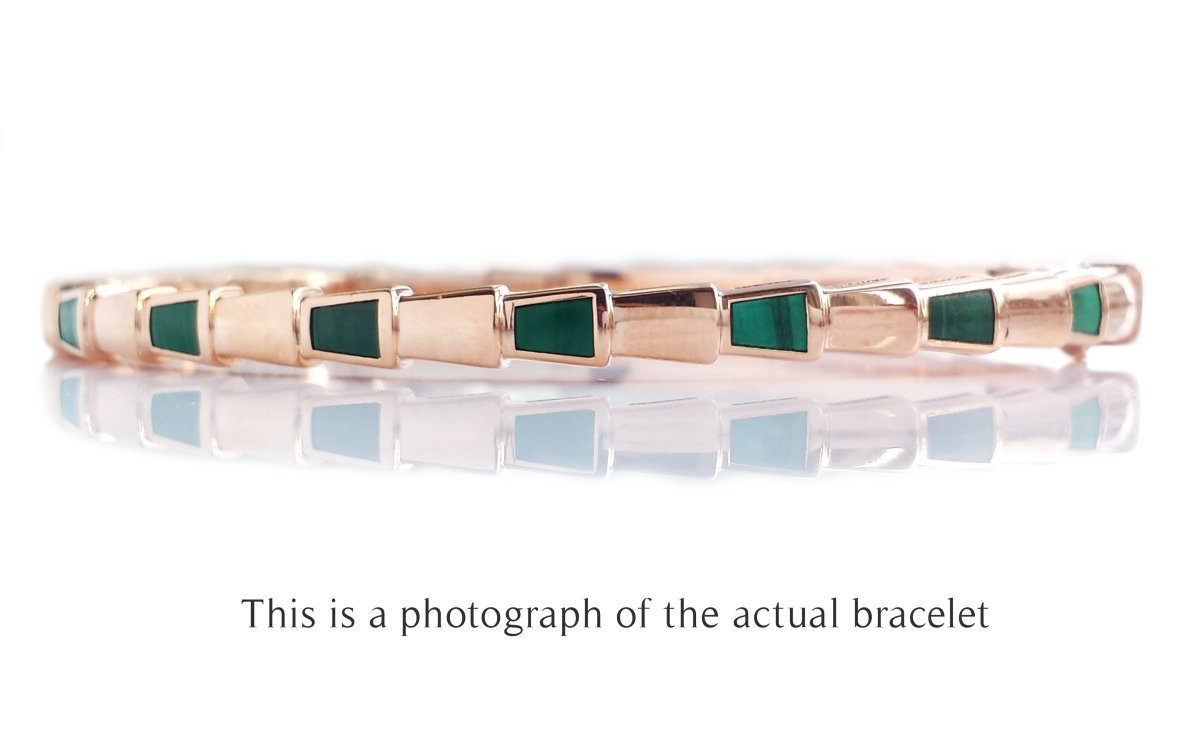Bulgari Bvlgari Malachite Serpenti Viper 18k Rose Gold Bracelet - Bloomsbury Manor Ltd