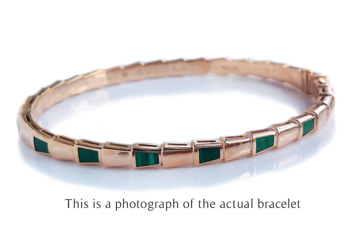 Bulgari Bvlgari Malachite Serpenti Viper 18k Rose Gold Bracelet - Bloomsbury Manor Ltd
