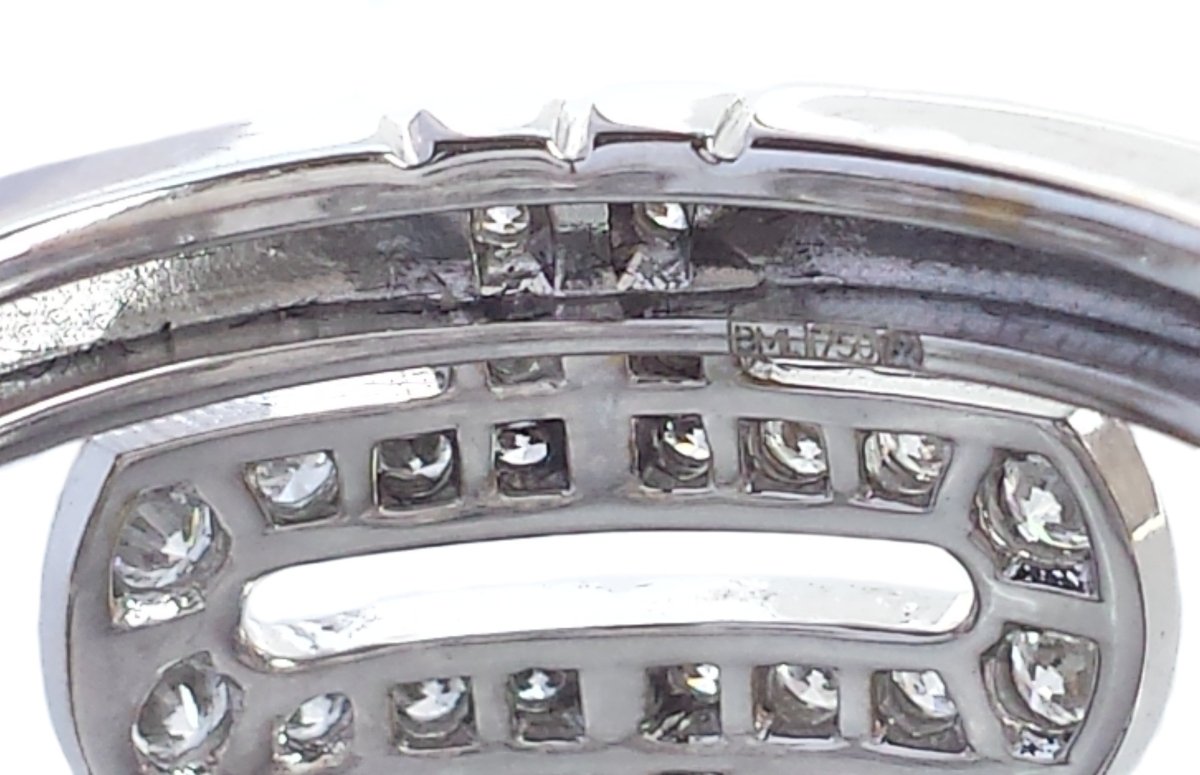 Bulgari Bvlgari Parentesi Diamond Ring in 18k White Gold, Size 52 - Bloomsbury Manor Ltd