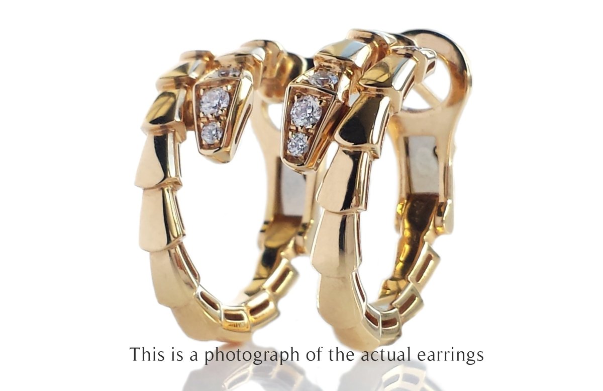 Bulgari Bvlgari Serpenti Viper Diamond 18k Yellow Gold Earrings - Bloomsbury Manor Ltd