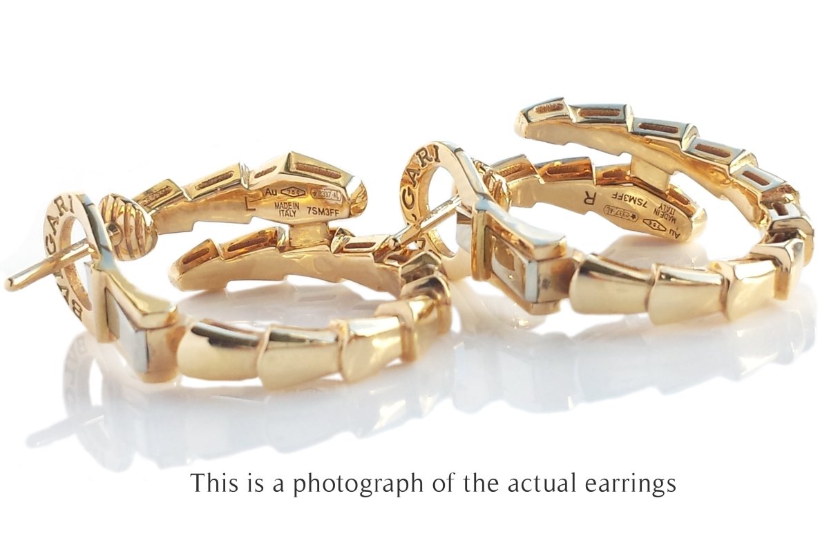 Bulgari Bvlgari Serpenti Viper Diamond 18k Yellow Gold Earrings - Bloomsbury Manor Ltd