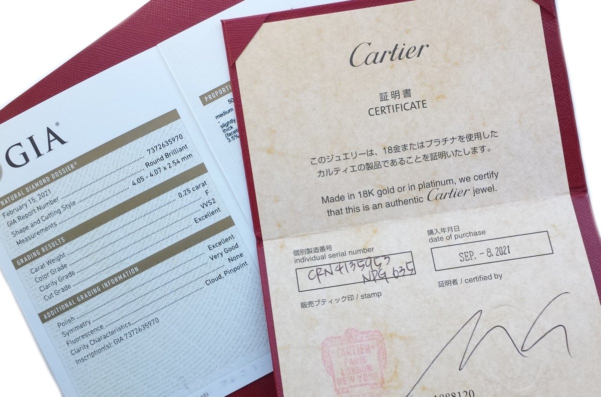 Cartier 0.25ct F/VVS2 1895 Round Brilliant Cut Diamond Engagement Ring - Bloomsbury Manor Ltd