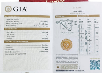 Cartier 0.50ct H/VS1 1895 Round Brilliant Cut Diamond Ring - Bloomsbury Manor Ltd