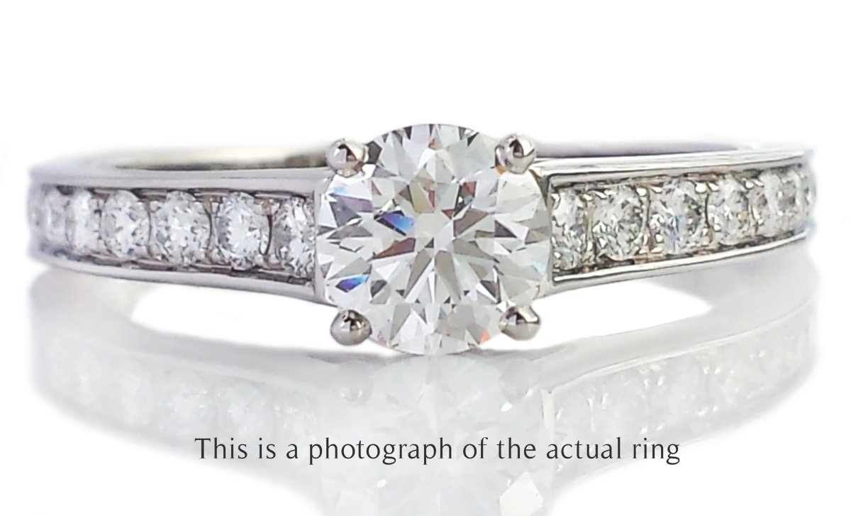 Cartier 0.53 H/VS2 1895 Round Brilliant Diamond Engagement Ring Side Stones - Bloomsbury Manor Ltd