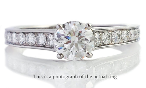 Cartier 0.53 H/VS2 1895 Round Brilliant Diamond Engagement Ring Side Stones - Bloomsbury Manor Ltd