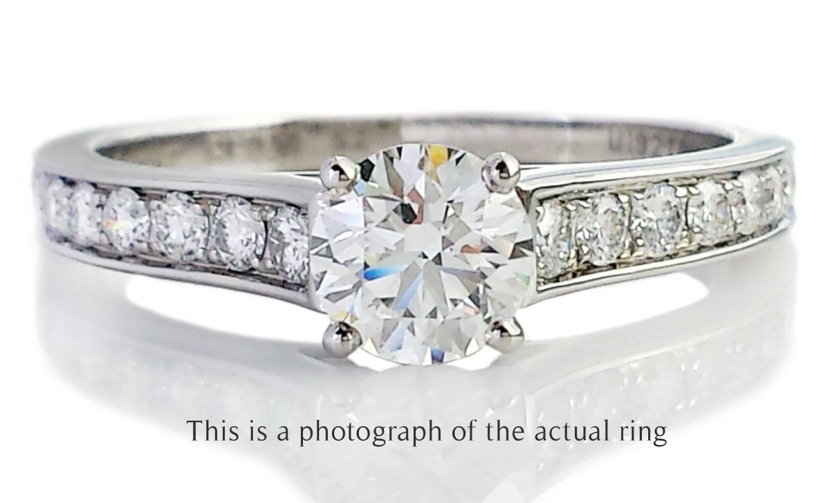 Cartier 0.53 H/VS2 1895 Round Brilliant Diamond Engagement Ring Side Stones - Bloomsbury Manor Ltd