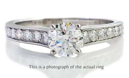 Cartier 0.53 H/VS2 1895 Round Brilliant Diamond Engagement Ring Side Stones - Bloomsbury Manor Ltd