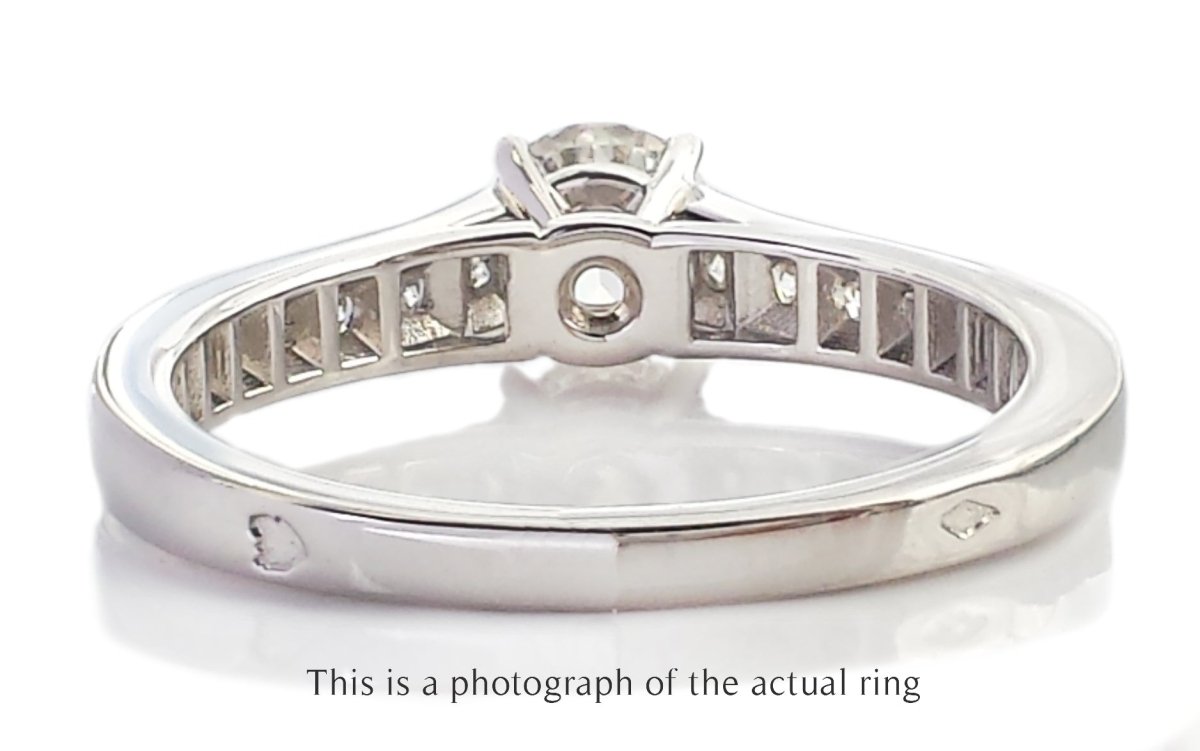 Cartier 0.53 H/VS2 1895 Round Brilliant Diamond Engagement Ring Side Stones - Bloomsbury Manor Ltd