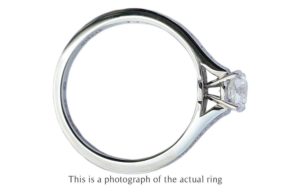 Cartier 0.53 H/VS2 1895 Round Brilliant Diamond Engagement Ring Side Stones - Bloomsbury Manor Ltd