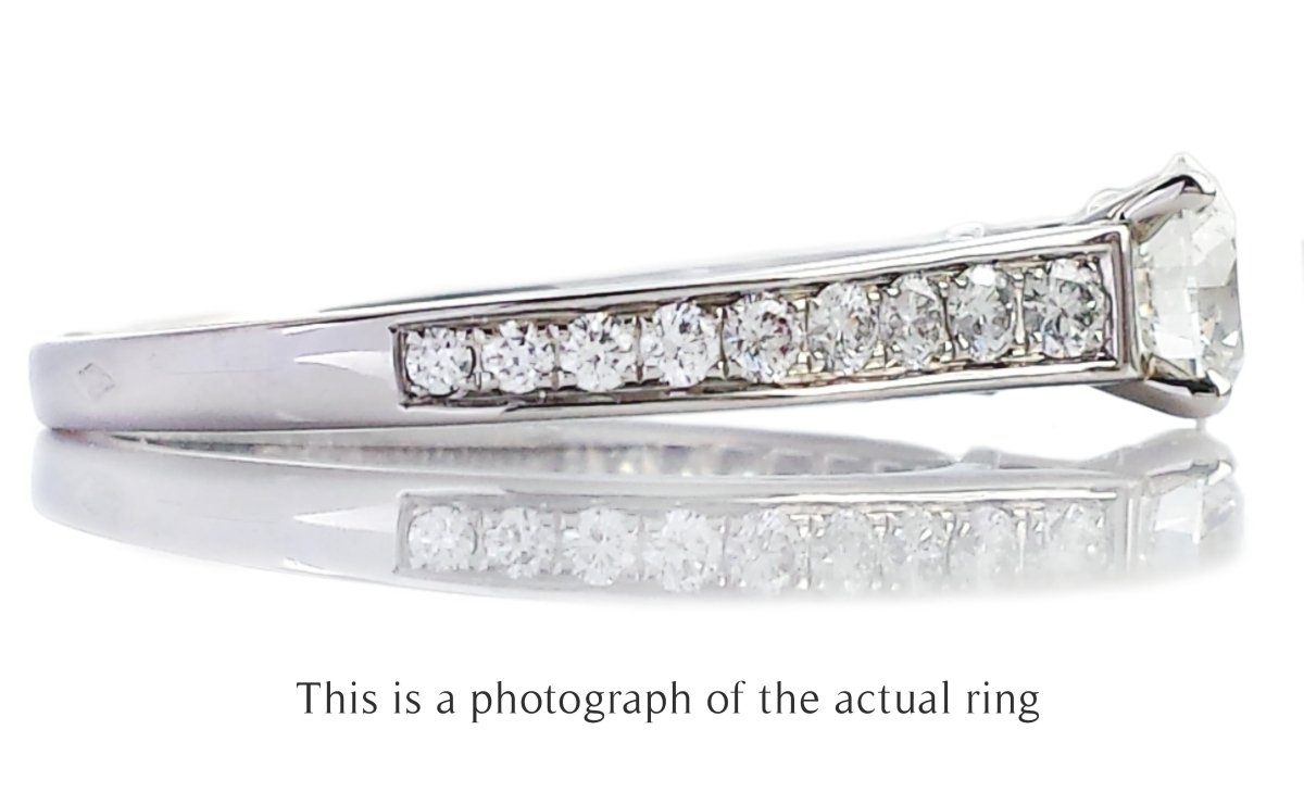 Cartier 0.53 H/VS2 1895 Round Brilliant Diamond Engagement Ring Side Stones - Bloomsbury Manor Ltd