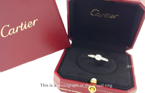 Cartier 0.53 H/VS2 1895 Round Brilliant Diamond Engagement Ring Side Stones - Bloomsbury Manor Ltd