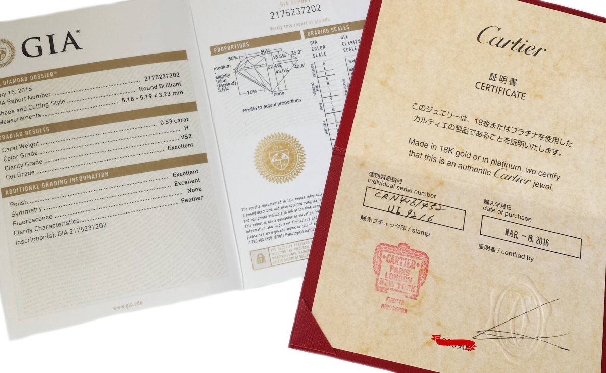 Cartier 0.53 H/VS2 1895 Round Brilliant Diamond Engagement Ring Side Stones - Bloomsbury Manor Ltd