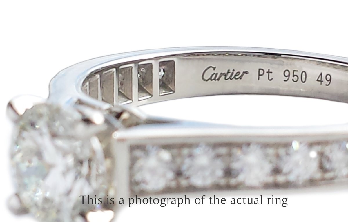 Cartier 0.70ct H/VVS1 1895 Diamond Engagement Ring Side Stones - Bloomsbury Manor Ltd