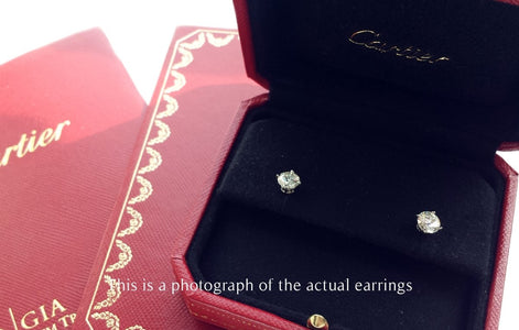 Cartier 1.51tcw G/VS1 Diamond Stud Earrings - Bloomsbury Manor Ltd