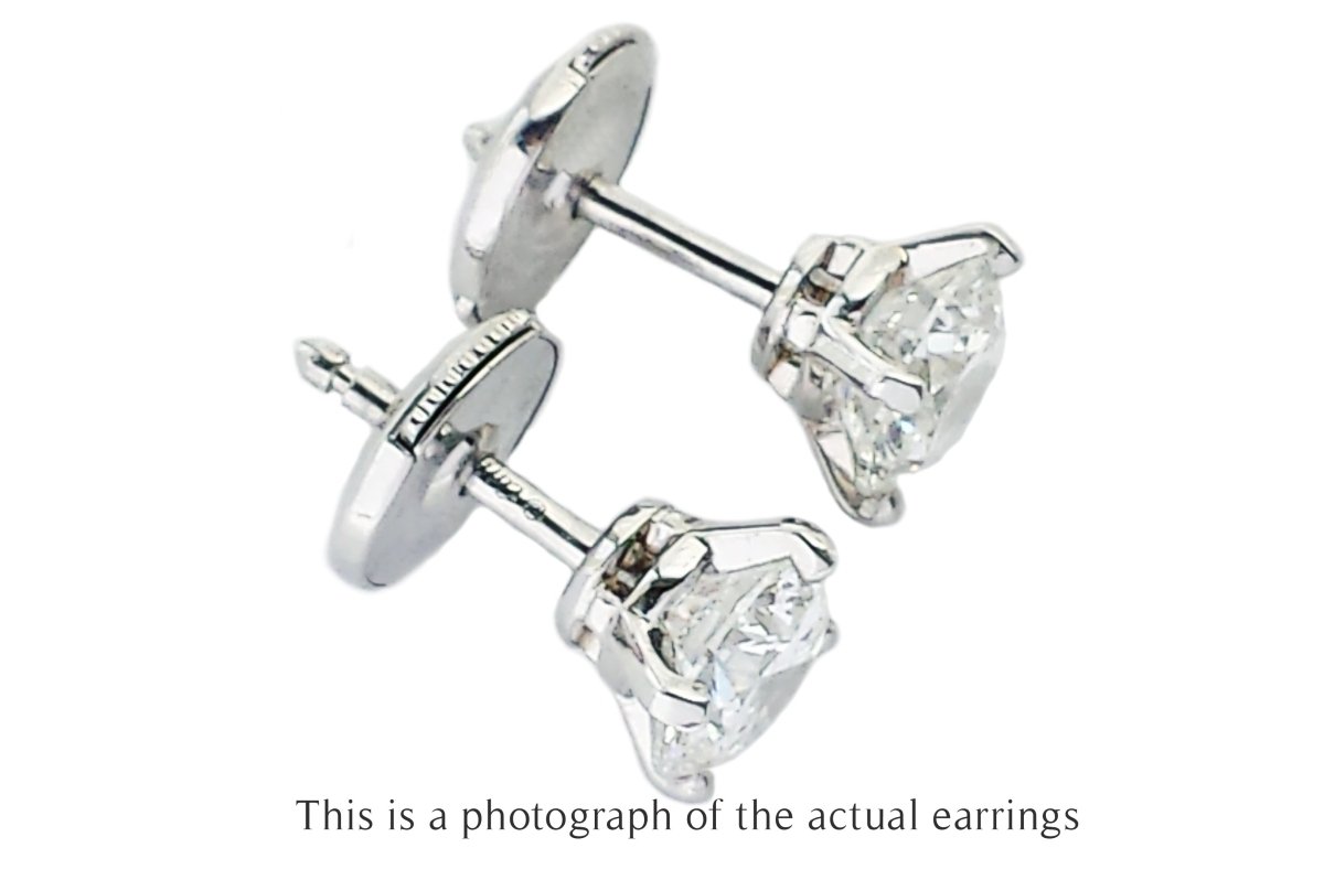Cartier 1.51tcw G/VS1 Diamond Stud Earrings - Bloomsbury Manor Ltd