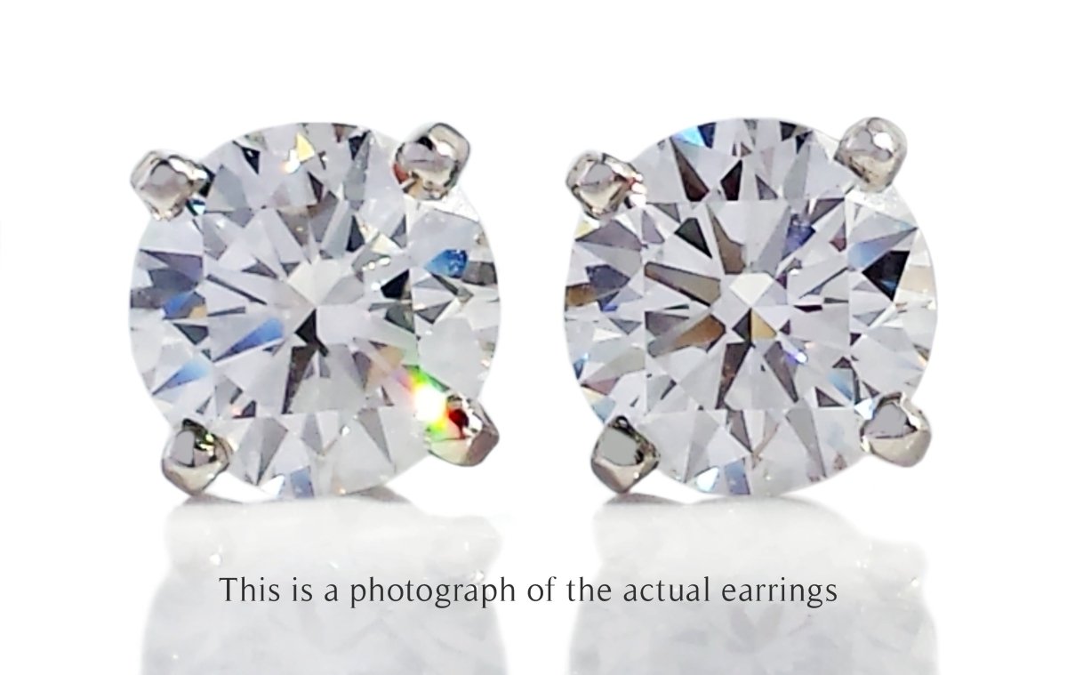 Cartier 1.51tcw G/VS1 Diamond Stud Earrings - Bloomsbury Manor Ltd