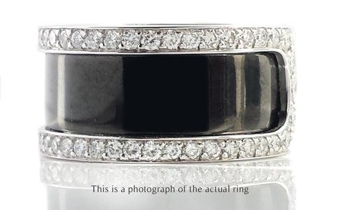 Cartier C de Onyx Diamond 18k White Gold Ring - Bloomsbury Manor Ltd