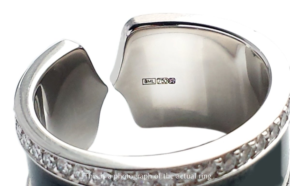 Cartier C de Onyx Diamond 18k White Gold Ring - Bloomsbury Manor Ltd