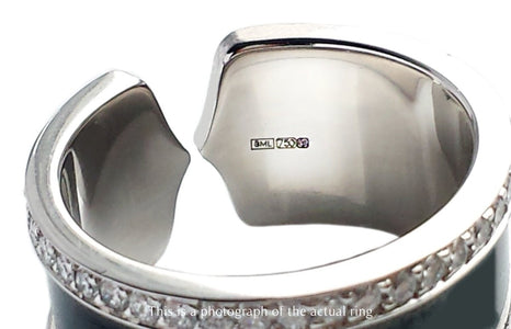 Cartier C de Onyx Diamond 18k White Gold Ring - Bloomsbury Manor Ltd