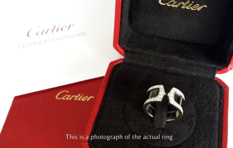 Cartier C de Onyx Diamond 18k White Gold Ring - Bloomsbury Manor Ltd
