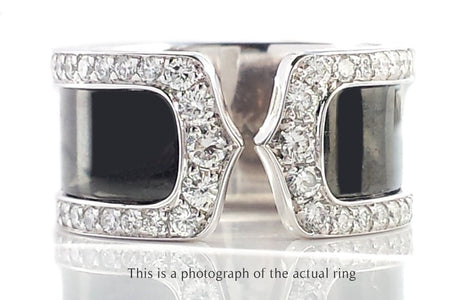 Cartier C de Onyx Diamond 18k White Gold Ring - Bloomsbury Manor Ltd