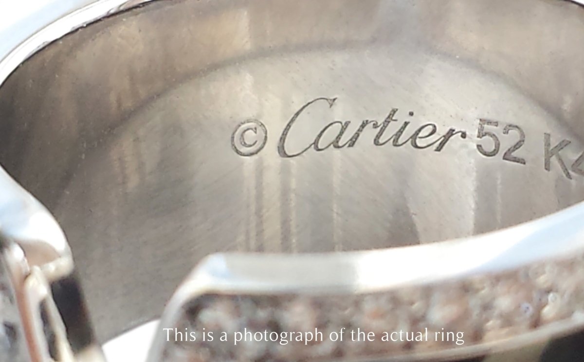 Cartier C de Onyx Diamond 18k White Gold Ring - Bloomsbury Manor Ltd