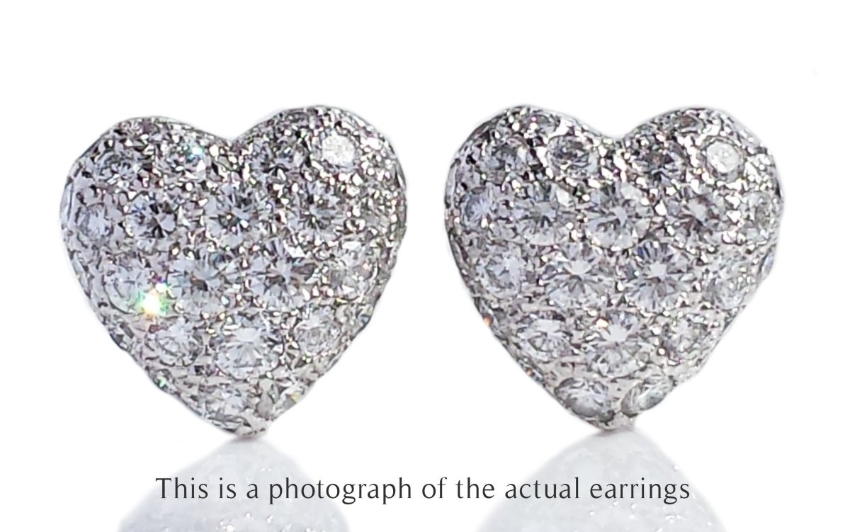 Cartier Heart Pave Diamond Earrings - Bloomsbury Manor Ltd