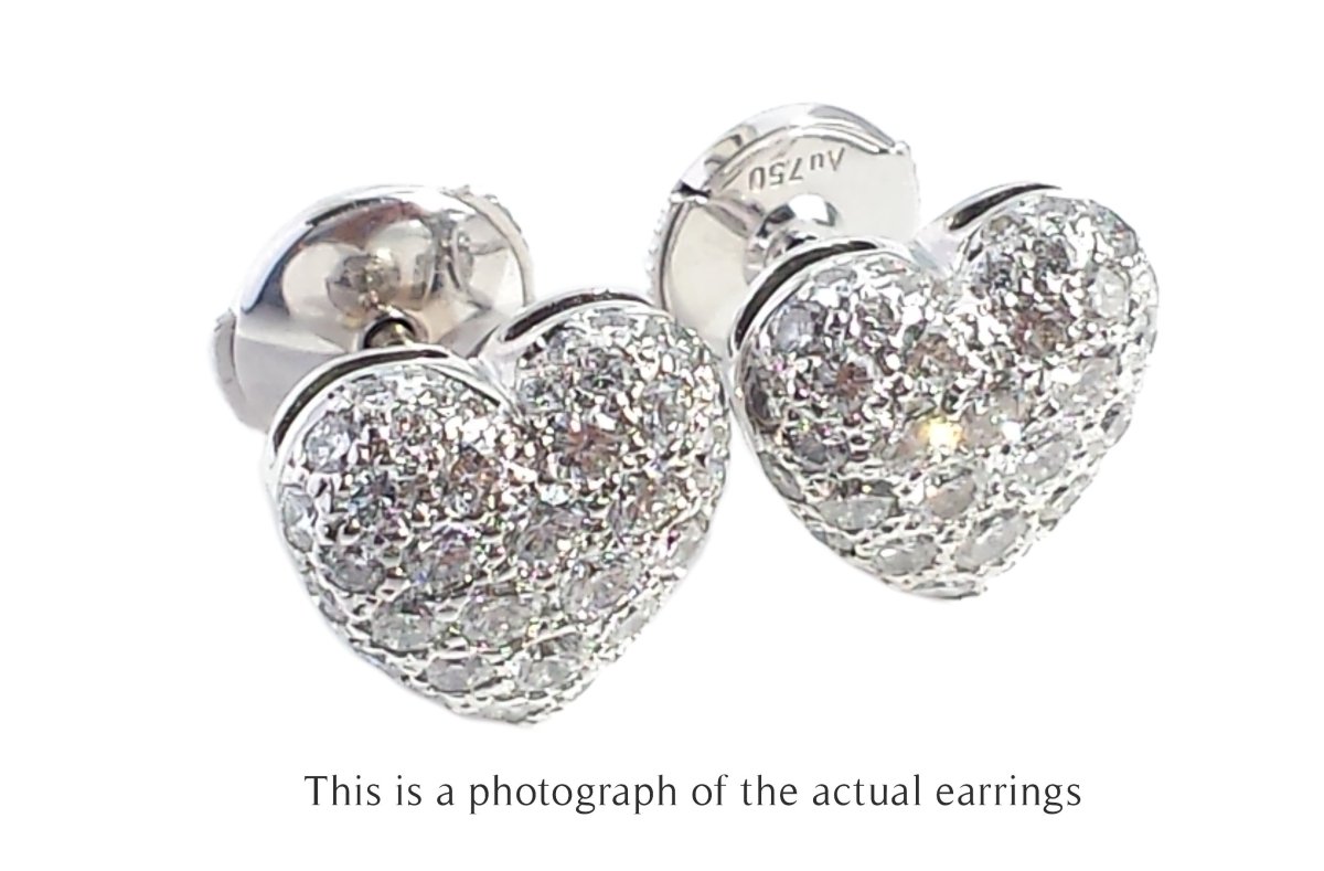 Cartier Heart Pave Diamond Earrings - Bloomsbury Manor Ltd