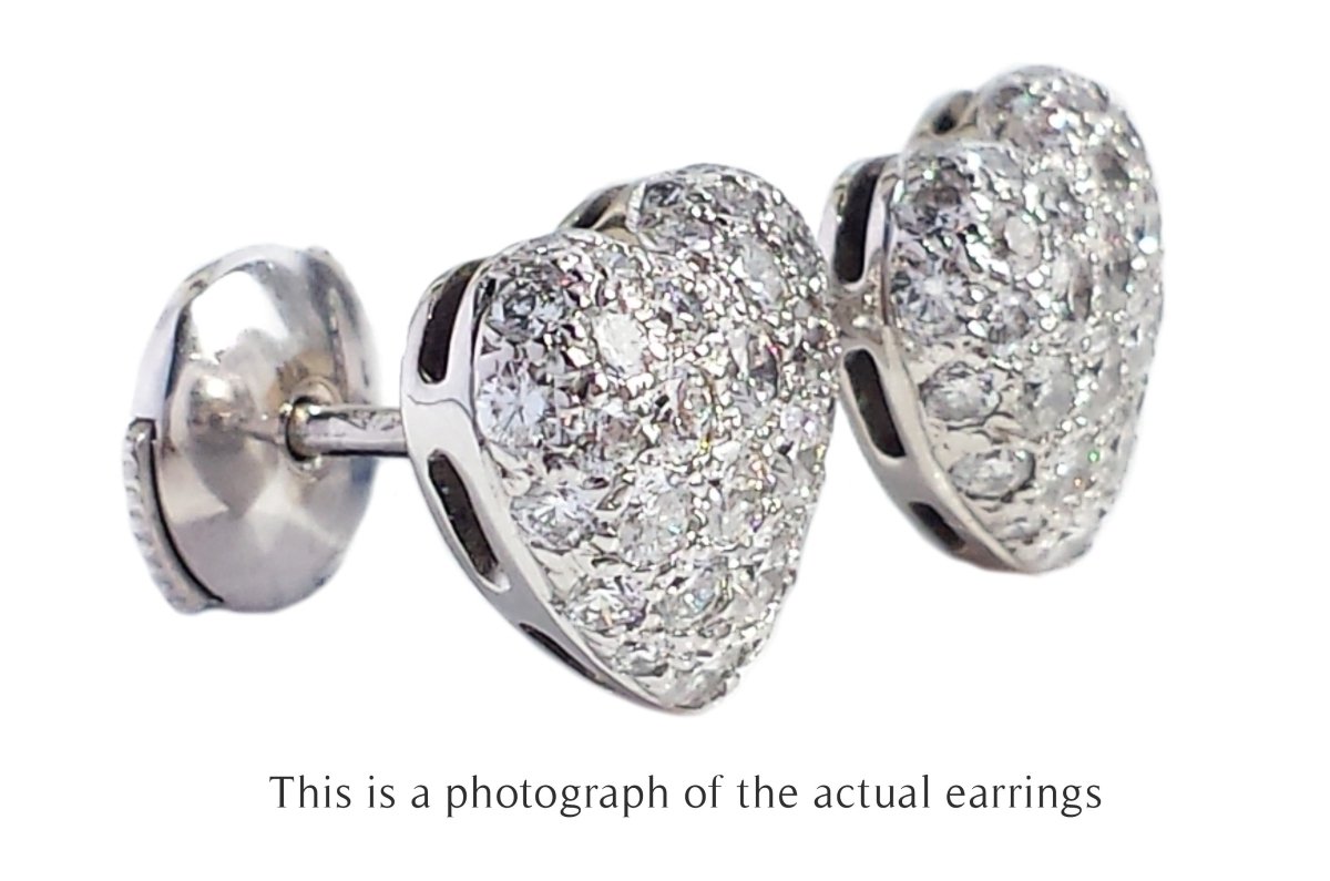 Cartier Heart Pave Diamond Earrings - Bloomsbury Manor Ltd