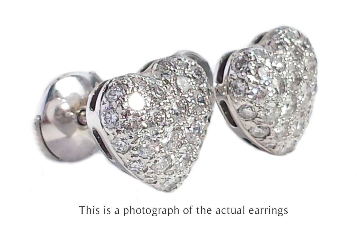 Cartier Heart Pave Diamond Earrings - Bloomsbury Manor Ltd