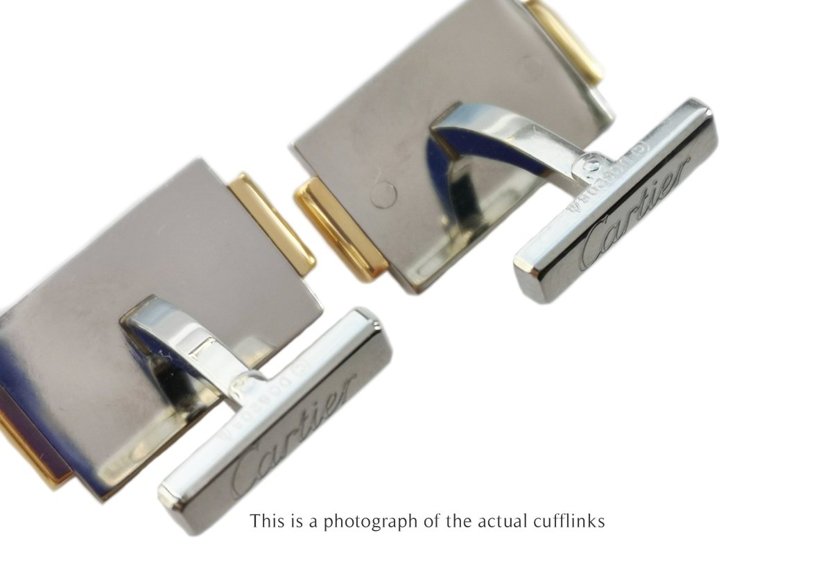 Cartier Santos Steel & Gold Cufflinks - Bloomsbury Manor Ltd