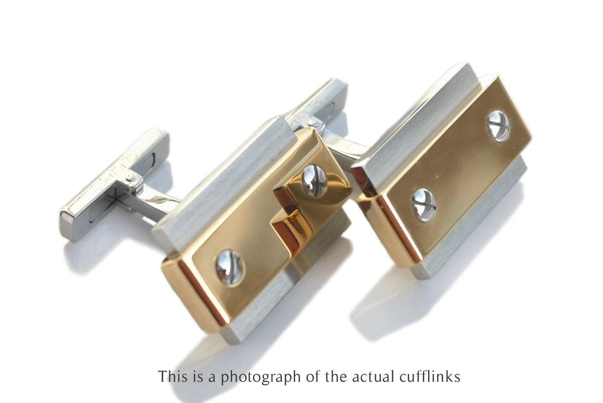 Cartier Santos Steel & Gold Cufflinks - Bloomsbury Manor Ltd