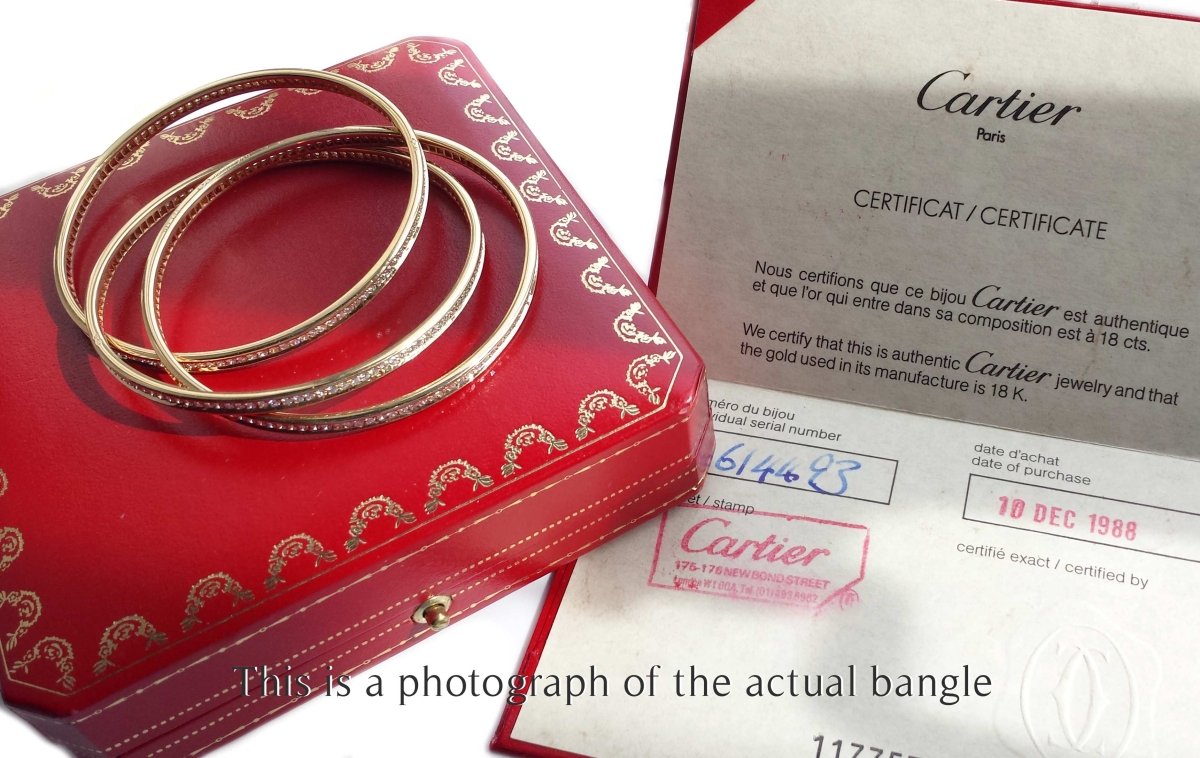 Cartier Vintage Trinity Diamond 18k Gold Bracelet - Bloomsbury Manor Ltd